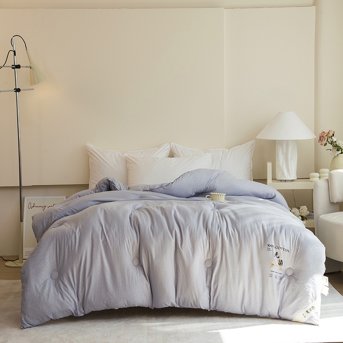 91家纺网 家纺一手货源 找家纺 （总）爱顿家纺 2025新款全棉面料缎条无染大豆被子被芯冬被