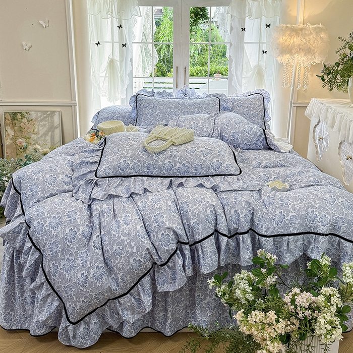 91家纺网 家纺一手货源 找家纺 （总）宜凡家纺 2025新款A类水洗珍珠棉夹棉床裙三件套