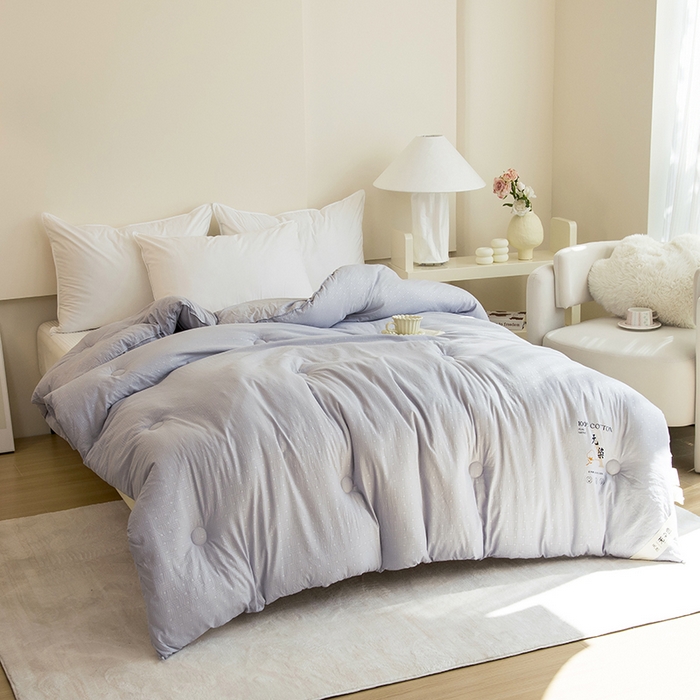 91家纺网 家纺一手货源 找家纺 （总）爱顿家纺 2025新款全棉面料缎条无染大豆被子被芯冬被