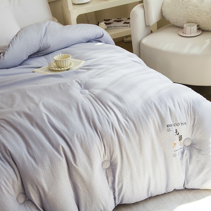 91家纺网 家纺一手货源 找家纺 （总）爱顿家纺 2025新款全棉面料缎条无染大豆被子被芯冬被