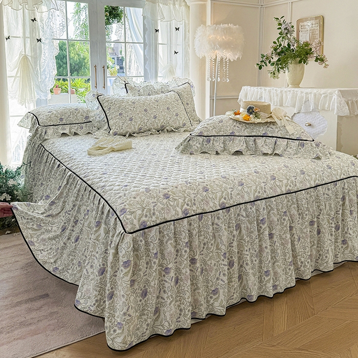 91家纺网 家纺一手货源 找家纺 （总）宜凡家纺 2025新款A类水洗珍珠棉夹棉床裙三件套