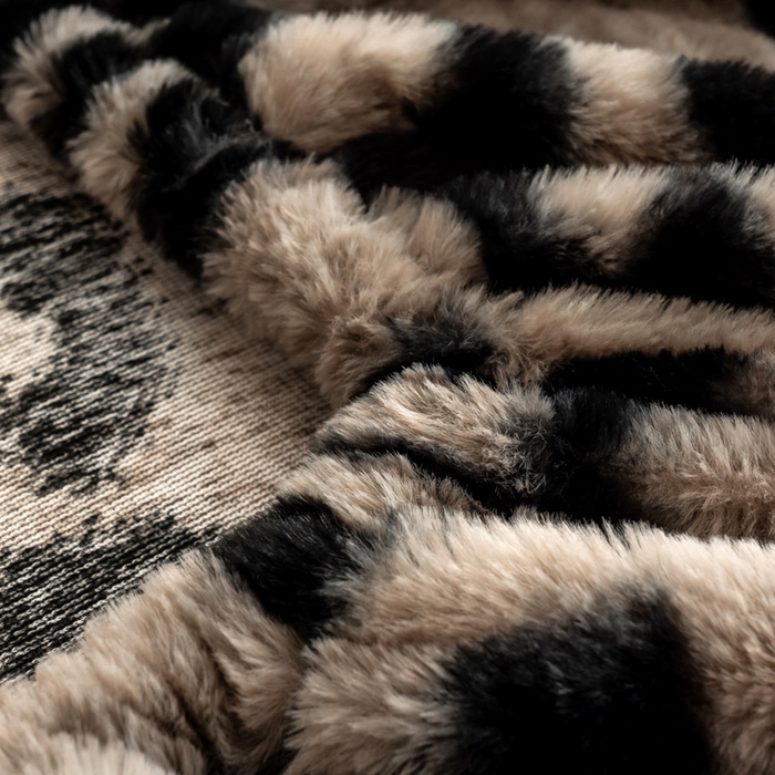 91家纺网 家纺一手货源 找家纺 九花鹿 2025新款A类加厚兔毛绒单床笠床褥子床护垫 豹纹(钛灰）