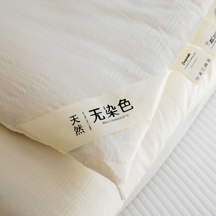 91家纺网 家纺一手货源 找家纺 爱顿家纺 2025新款全棉面料缎条无染大豆被子被芯冬被 米白