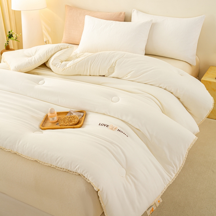 91家纺网 家纺一手货源 找家纺 （总）欧雅搁家纺 2025新款针织棉豆豆被冬被子被芯-蝶舞