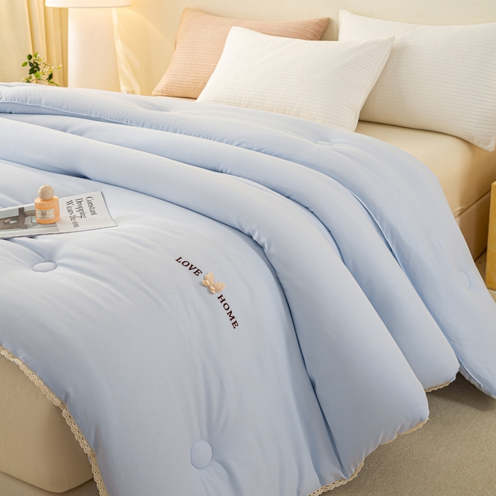 91家纺网 家纺一手货源 找家纺 欧雅搁家纺 2025新款针织棉豆豆被冬被子被芯-蝶舞 深睡蓝