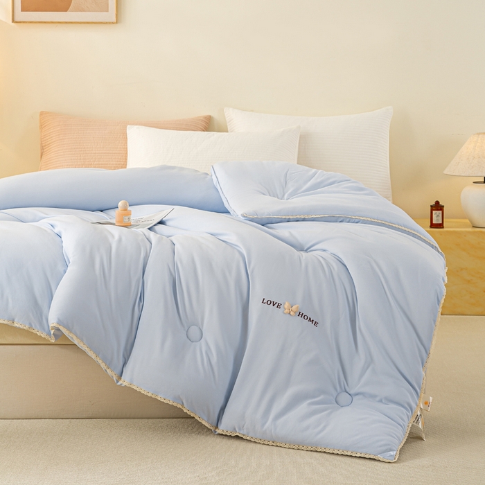 91家纺网 家纺一手货源 找家纺 欧雅搁家纺 2025新款针织棉豆豆被冬被子被芯-蝶舞 深睡蓝