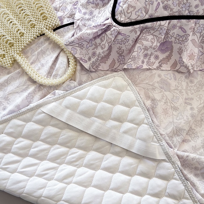 91家纺网 家纺一手货源 找家纺 宜凡家纺 2025新款A类水洗珍珠棉夹棉床裙三件套 洛拉