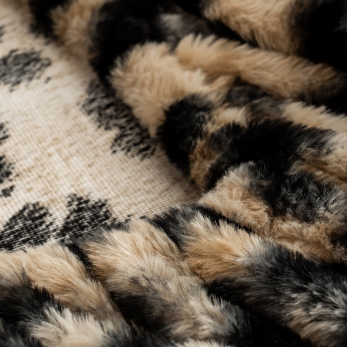 91家纺网 家纺一手货源 找家纺 九花鹿 2025新款A类加厚兔毛绒单床笠床褥子床护垫 豹纹(卡其）