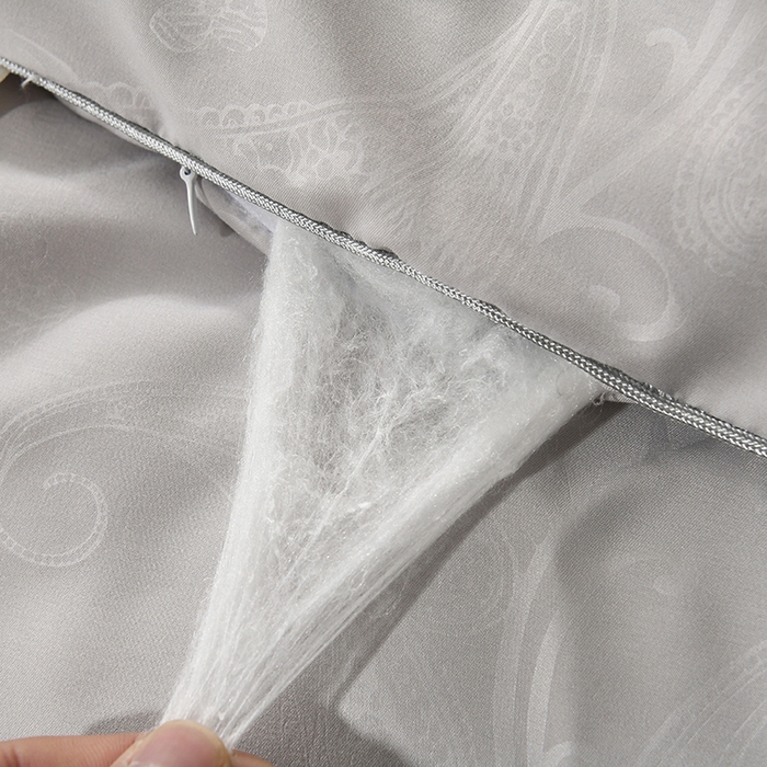 91家纺网 家纺一手货源 找家纺 爱顿家纺 2025新款贡缎提花订花子母被蚕丝被冬被被子被芯 灰色