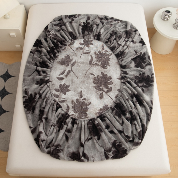 91家纺网 家纺一手货源 找家纺 九花鹿 2025新款A类加厚兔毛绒单床笠床褥子床护垫 春日序曲