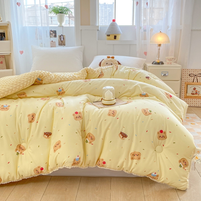 91家纺网 家纺一手货源 找家纺 欧雅搁家纺 2025新款云柔棉豆豆被冬被被子被芯 快乐小熊