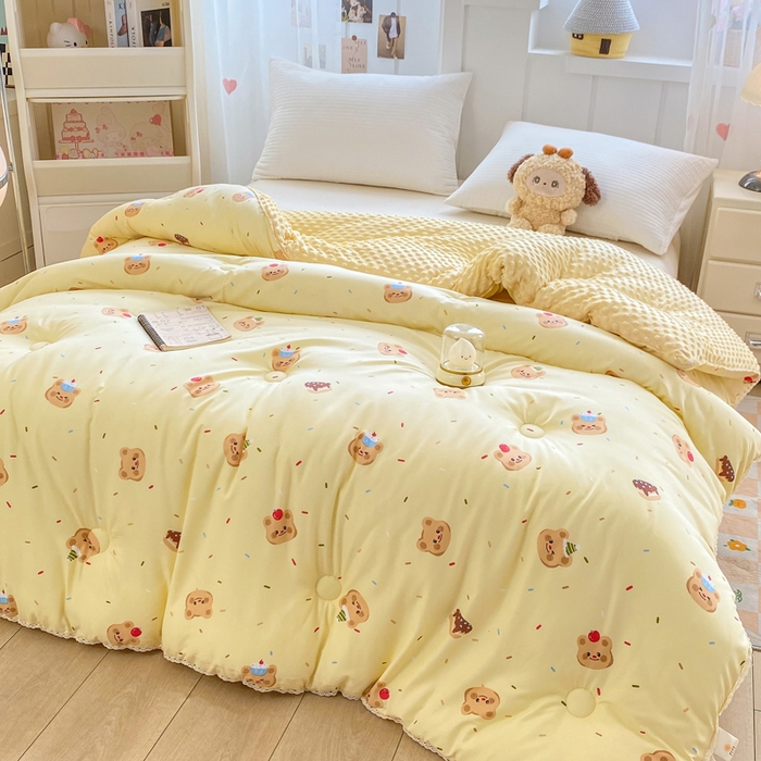 91家纺网 家纺一手货源 找家纺 欧雅搁家纺 2025新款云柔棉豆豆被冬被被子被芯 快乐小熊