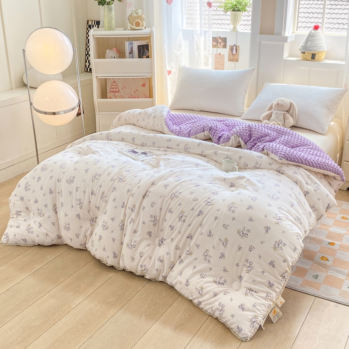 91家纺网 家纺一手货源 找家纺 欧雅搁家纺 2025新款云柔棉豆豆被冬被被子被芯 花香怡人