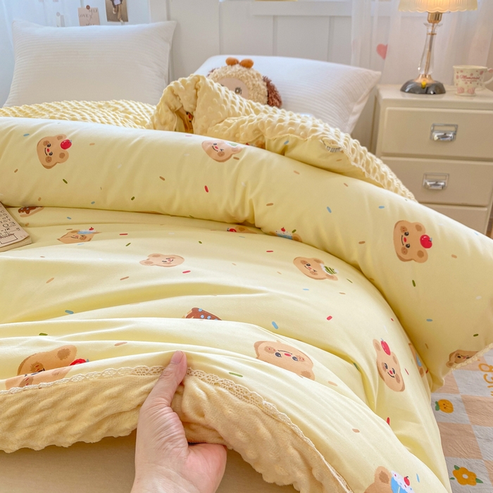 91家纺网 家纺一手货源 找家纺 欧雅搁家纺 2025新款云柔棉豆豆被冬被被子被芯 快乐小熊