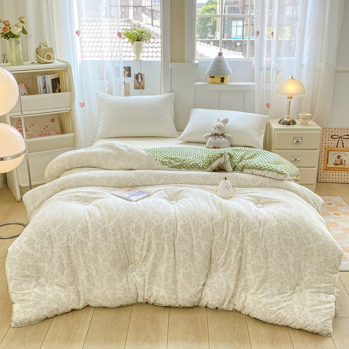 欧雅搁家纺 2025新款云柔棉豆豆被冬被被子被芯 绿梦