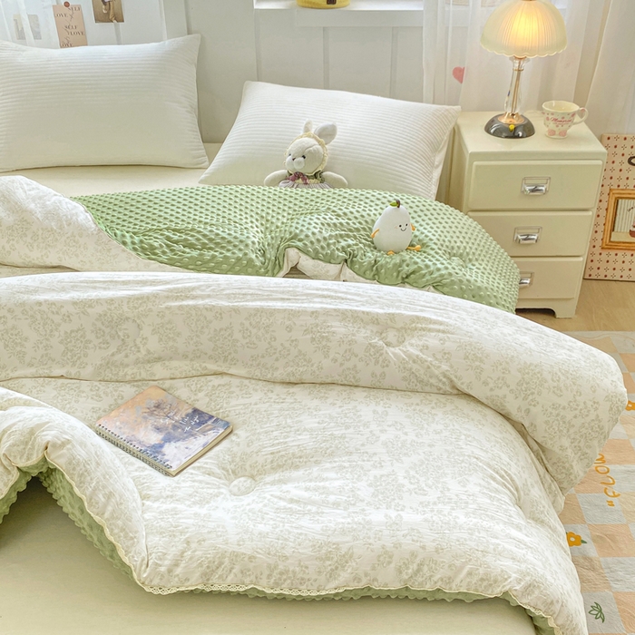 91家纺网 家纺一手货源 找家纺 欧雅搁家纺 2025新款云柔棉豆豆被冬被被子被芯 绿梦