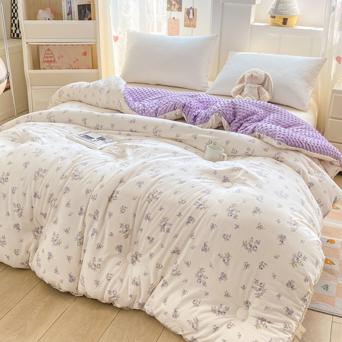 91家纺网 家纺一手货源 找家纺 欧雅搁家纺 2025新款云柔棉豆豆被冬被被子被芯 花香怡人