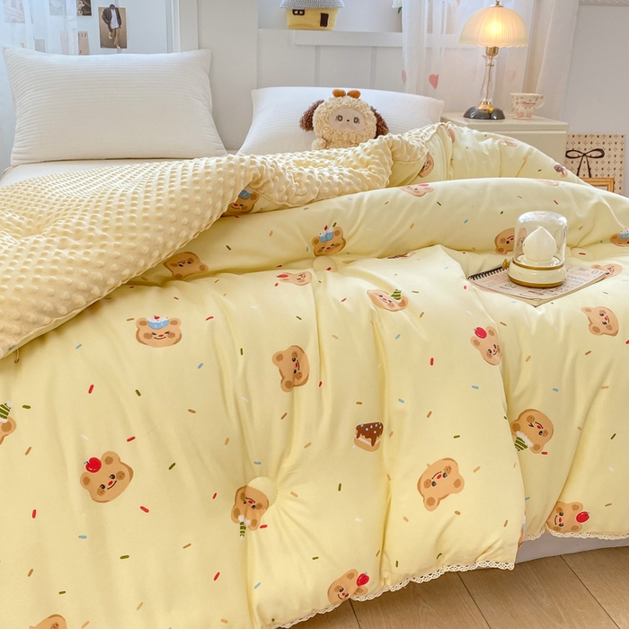 91家纺网 家纺一手货源 找家纺 欧雅搁家纺 2025新款云柔棉豆豆被冬被被子被芯 快乐小熊