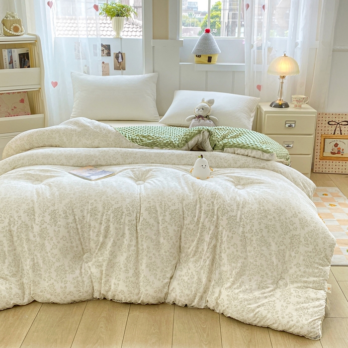 91家纺网 家纺一手货源 找家纺 欧雅搁家纺 2025新款云柔棉豆豆被冬被被子被芯 绿梦