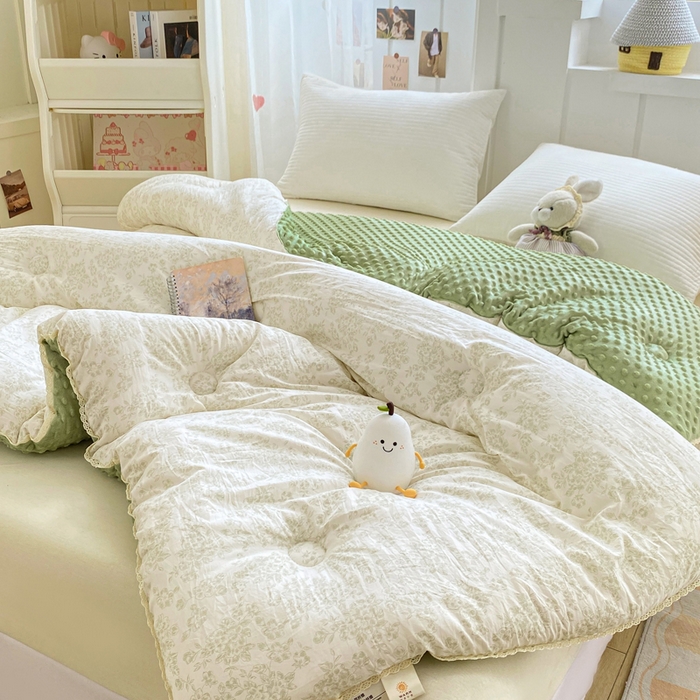 91家纺网 家纺一手货源 找家纺 欧雅搁家纺 2025新款云柔棉豆豆被冬被被子被芯 绿梦