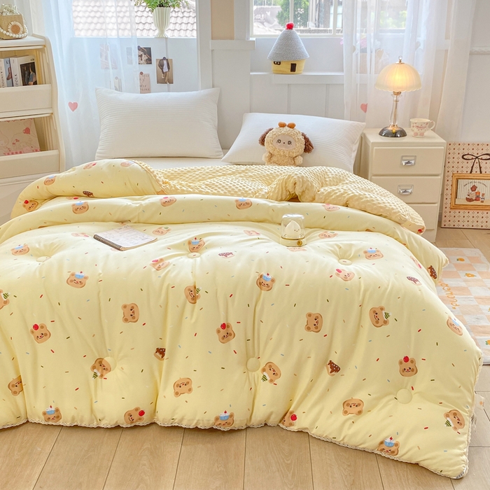 91家纺网 家纺一手货源 找家纺 欧雅搁家纺 2025新款云柔棉豆豆被冬被被子被芯 快乐小熊