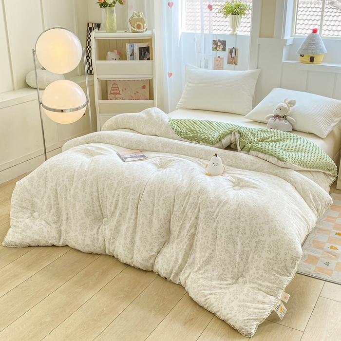 91家纺网 家纺一手货源 找家纺 欧雅搁家纺 2025新款云柔棉豆豆被冬被被子被芯 绿梦