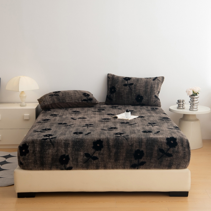 91家纺网 家纺一手货源 找家纺 九花鹿 2025新款A类加厚兔毛绒单床笠床褥子床护垫 花慕