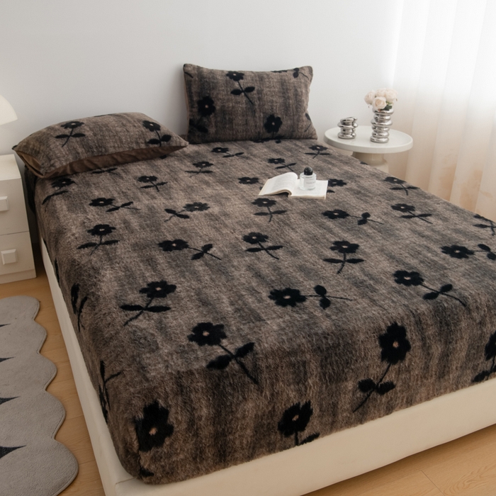 91家纺网 家纺一手货源 找家纺 九花鹿 2025新款A类加厚兔毛绒单床笠床褥子床护垫 花慕