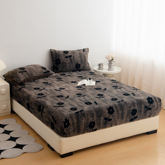 91家纺网 家纺一手货源 找家纺 九花鹿 2025新款A类加厚兔毛绒单床笠床褥子床护垫 花慕