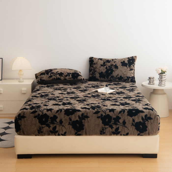 91家纺网 家纺一手货源 找家纺 九花鹿 2025新款A类加厚兔毛绒单床笠床褥子床护垫 漫漫