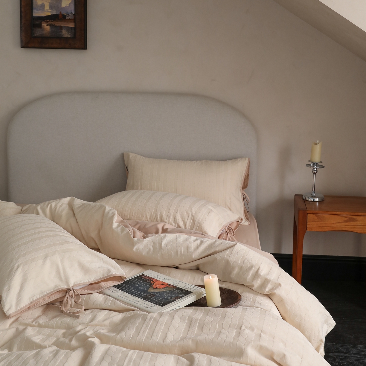 91家纺网 家纺一手货源 找家纺 （总）玉宇阁家居 2025秋冬新品60s色织全棉纯棉磨毛大提花四件套-绑带款-第二组图