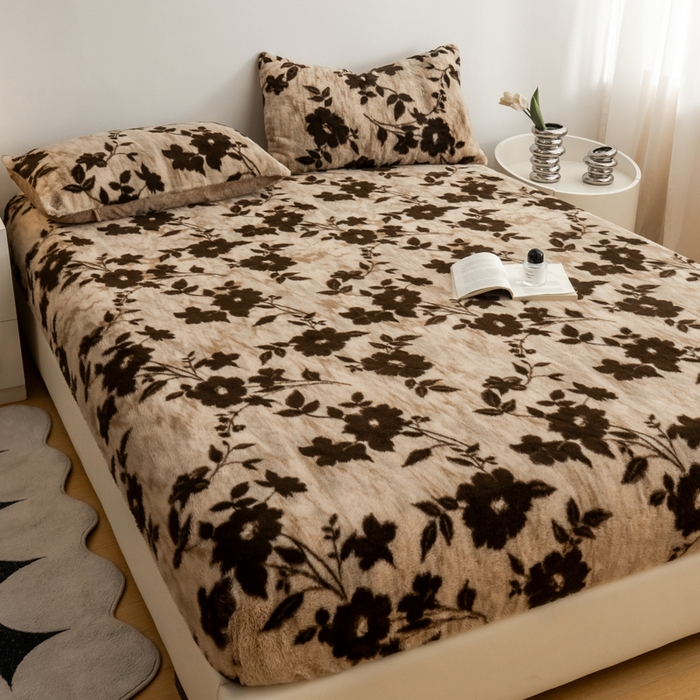 91家纺网 家纺一手货源 找家纺 九花鹿 2025新款A类加厚兔毛绒单床笠床褥子床护垫 漫漫(奶咖）