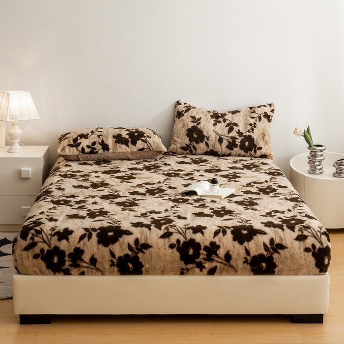 91家纺网 家纺一手货源 找家纺 九花鹿 2025新款A类加厚兔毛绒单床笠床褥子床护垫 漫漫(奶咖）