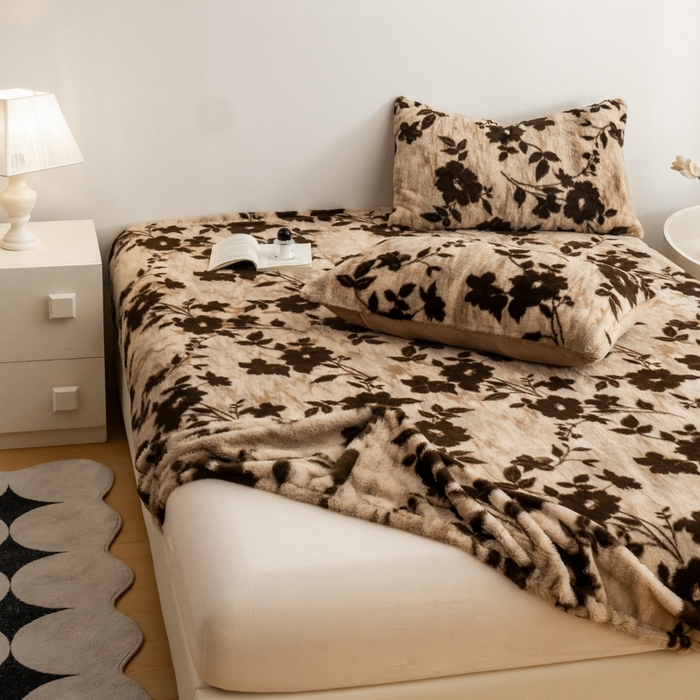 91家纺网 家纺一手货源 找家纺 九花鹿 2025新款A类加厚兔毛绒单床笠床褥子床护垫 漫漫(奶咖）