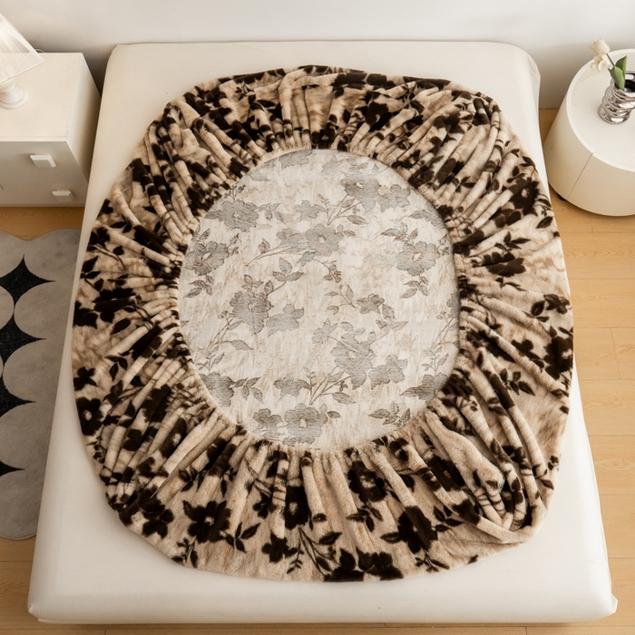 91家纺网 家纺一手货源 找家纺 九花鹿 2025新款A类加厚兔毛绒单床笠床褥子床护垫 漫漫(奶咖）