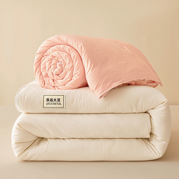 91家纺网 家纺一手货源 找家纺 鸣创 2025新款木棉良品大豆被子母被冬被被子被芯 白拼粉