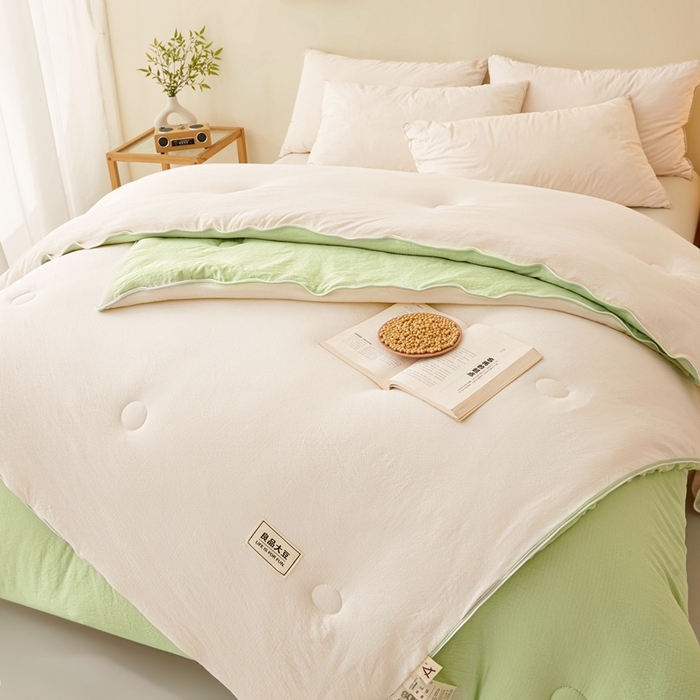 91家纺网 家纺一手货源 找家纺 鸣创 2025新款木棉良品大豆被子母被冬被被子被芯 白拼绿