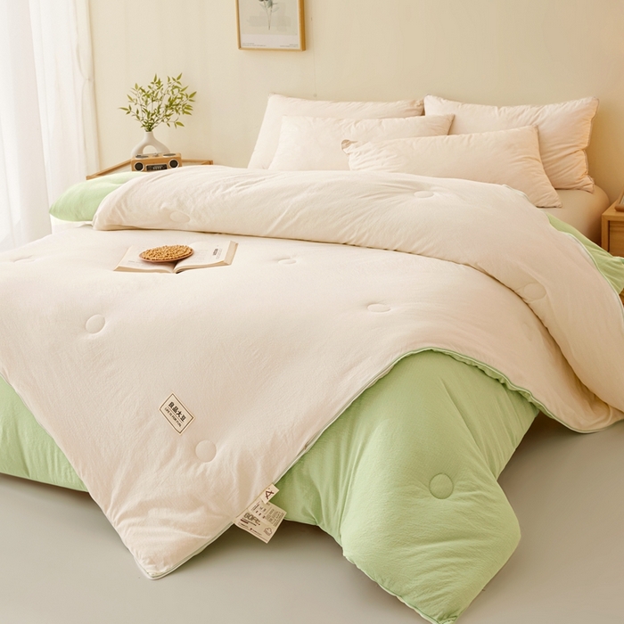 91家纺网 家纺一手货源 找家纺 鸣创 2025新款木棉良品大豆被子母被冬被被子被芯 白拼绿