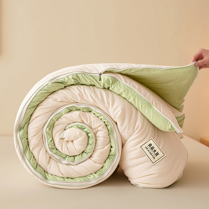 91家纺网 家纺一手货源 找家纺 鸣创 2025新款木棉良品大豆被子母被冬被被子被芯 白拼绿