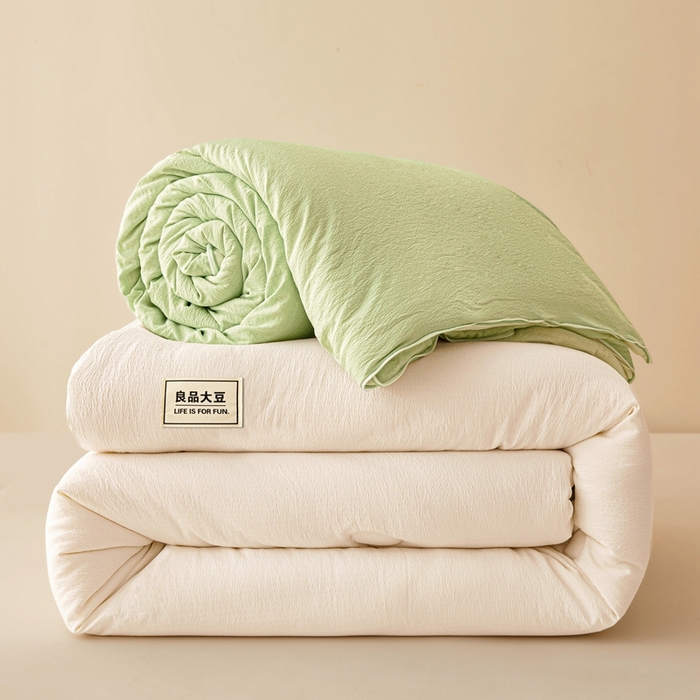 91家纺网 家纺一手货源 找家纺 鸣创 2025新款木棉良品大豆被子母被冬被被子被芯 白拼绿