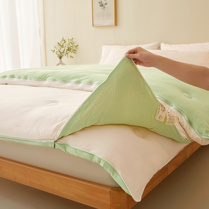 91家纺网 家纺一手货源 找家纺 鸣创 2025新款木棉良品大豆被子母被冬被被子被芯 白拼绿