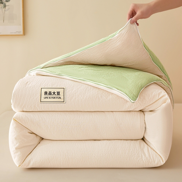 鸣创 2025新款木棉良品大豆被子母被冬被被子被芯 白拼绿