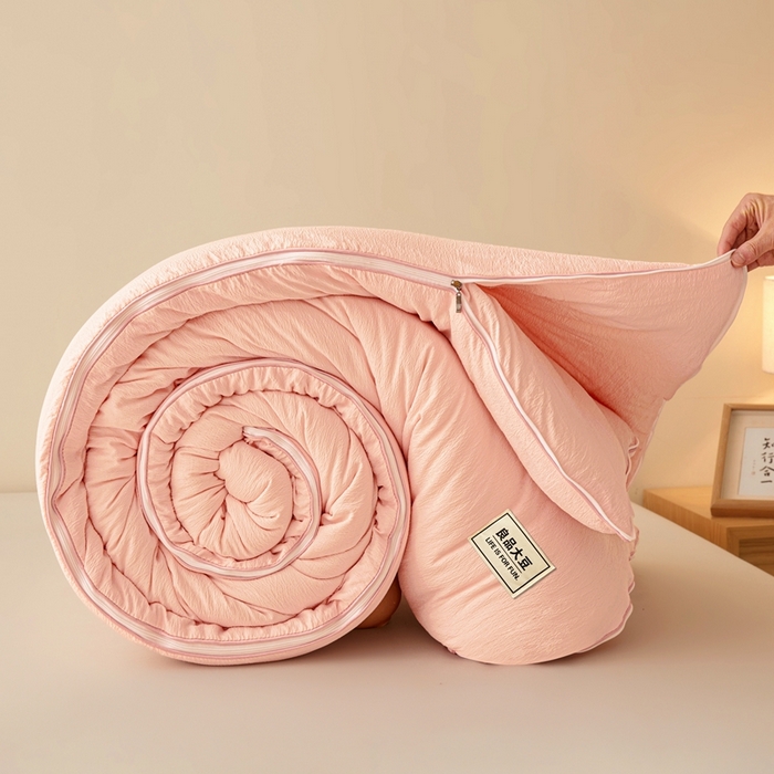 91家纺网 家纺一手货源 找家纺 鸣创 2025新款木棉良品大豆被子母被冬被被子被芯 粉色