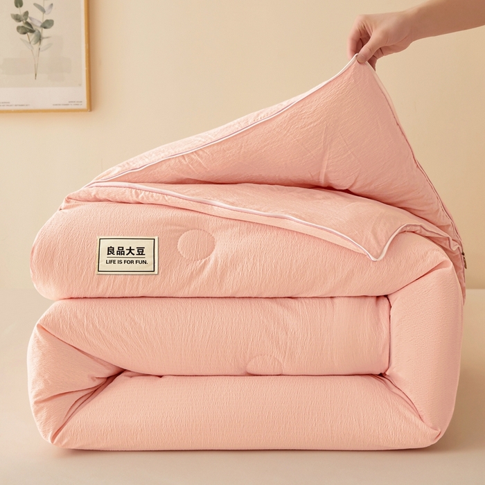 鸣创 2025新款木棉良品大豆被子母被冬被被子被芯 粉色