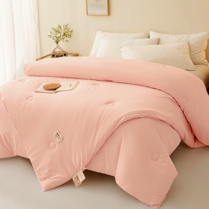 91家纺网 家纺一手货源 找家纺 鸣创 2025新款木棉良品大豆被子母被冬被被子被芯 粉色