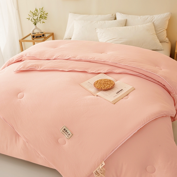 91家纺网 家纺一手货源 找家纺 鸣创 2025新款木棉良品大豆被子母被冬被被子被芯 粉色