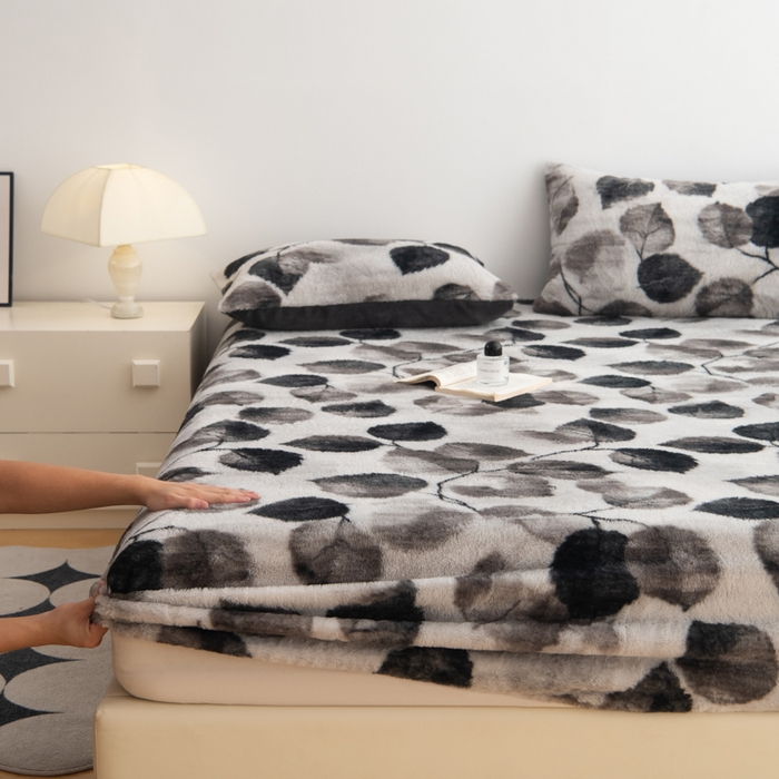 91家纺网 家纺一手货源 找家纺 九花鹿 2025新款A类加厚兔毛绒单床笠床褥子床护垫 叶语