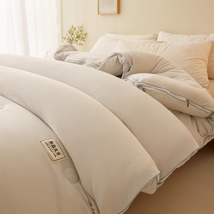 91家纺网 家纺一手货源 找家纺 鸣创 2025新款木棉良品大豆被子母被冬被被子被芯 灰色