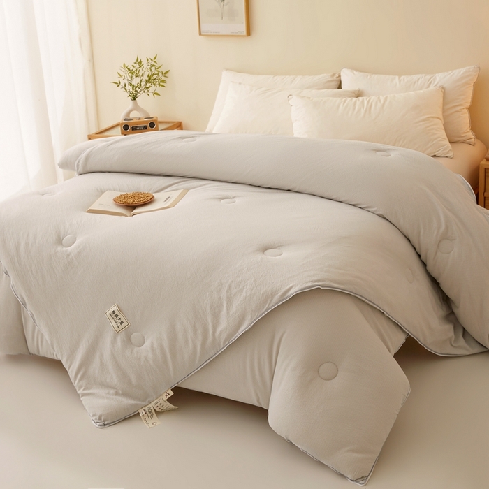 91家纺网 家纺一手货源 找家纺 鸣创 2025新款木棉良品大豆被子母被冬被被子被芯 灰色