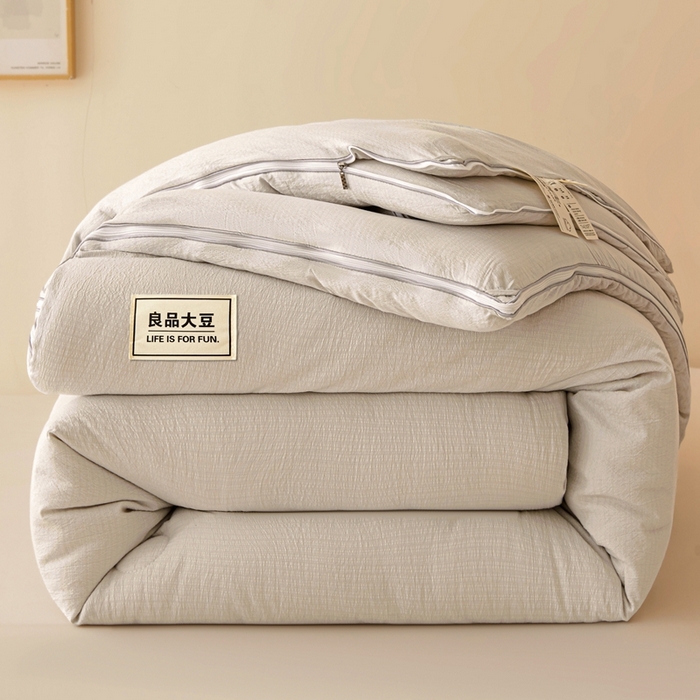 91家纺网 家纺一手货源 找家纺 鸣创 2025新款木棉良品大豆被子母被冬被被子被芯 灰色